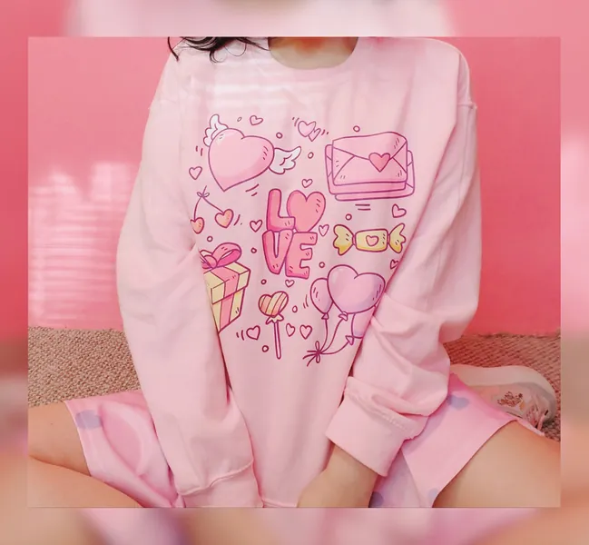 Kawaii sweatshirt, Kawaii clothing, Yume Kawaii pastel, Kawaii love sweatshirt, Fairy kei, Cute kawaii sweater, Pink fairy kei 123S