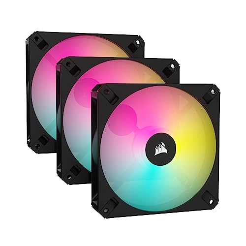 CORSAIR iCUE AR120 RGB Digital 120mm ARGB-Compatible Fans - Triple Fan Kit - Black - Triple (120mm) - Black