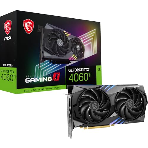 MSI GeForce RTX 4060 Ti GAMING X 8G Graphics Card - RTX 4060 Ti GPU, 8GB GDDR6 (18Gbps/128-bit), PCIe 4.0 - TWIN FROZR 9 (2 x TORX Fan 5.0), RGB - HDMI 2.1, DisplayPort 1.4a - RTX 4060 Ti GAMING X 8G