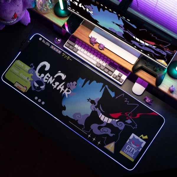 RGB Ghost Mouse Pad LED Light Gastly Gaming Desk Mat