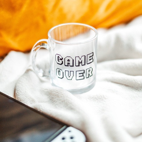 Game Over Pixels Mug Glass Retro Gaming