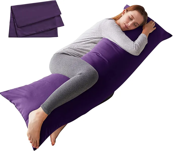 ELNIDO QUEEN Body Pillow with Pillowcase-Soft Long Bed Pillow for Adults-Breathable Full Body Pillow Insert for Sleeping,20x54inches-Purple - Purple
