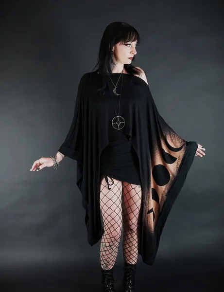 Extra Long Kimono Sleeve Moon Phase Top