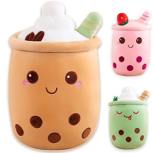 Bubble Tea Kuscheltier PlüSchtier XXL SüßE Kissen, Kawaii Bubble Tea Cup Plushie Stofftier Boba Teetasse PlüSch Spielzeug Deko (Kaffee, 23cm) - Kaffee - 23cm
