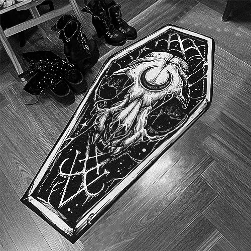 Wtosuhe Coffin Bath Mat Halloween Rug - Black Gothic Home Decor for Bathroom Bedroom Kitchen Room, Coffins Halloween Door Mat, Horror Gothic Gift Spooky Gifts Gothic Rugs Spooky Gift (C) - C