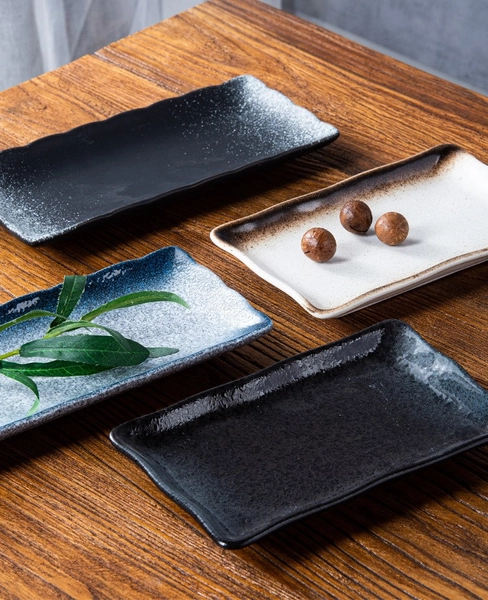 Japanese Style Rectangular Platters | Porcelain Long Serving Plates | Serving Trays for Appetizer, Sushi, Fruit
