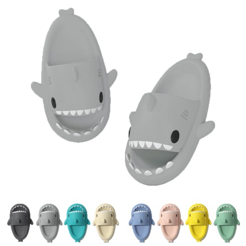 Shark Slippers, Cloud Shark Slides, Summer Ultra Light Quiet Home Bathroom Outdoor Unisex Slippers - 7-7.5 US Women/5.5-6 US Men - Grey