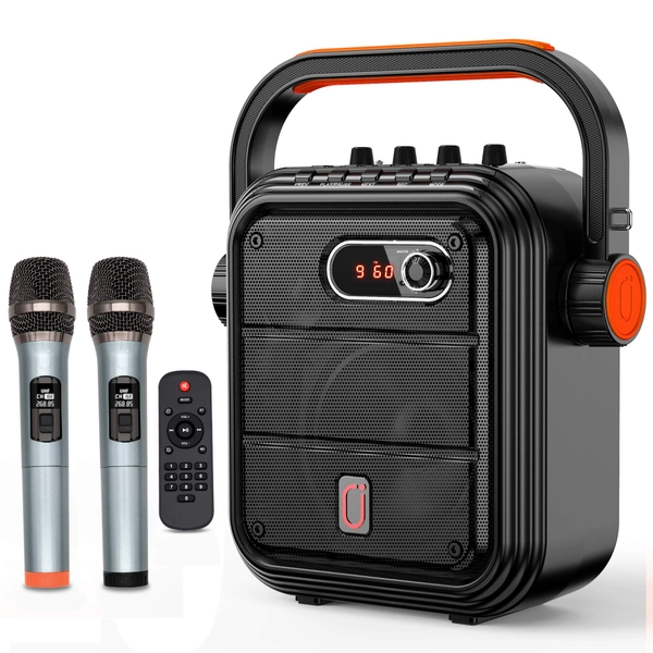 JYX Karaoke Machine Set with 2 UHF Wireless Microphones, Portable Singing Speaker for Adults and Kids, Supports Bluetooth, AUX, USB, TF Card Connectivity, Perfect for Party, Outdoor Gathering