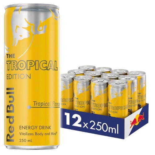 Red Bull Energy Drink, Tropical Edition, Tropical Flavour, 250ml (12 pack)
