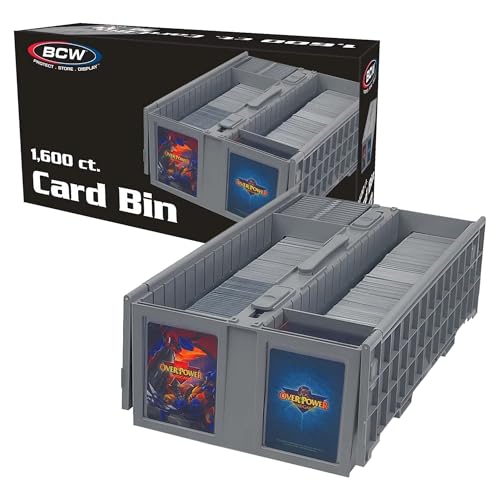 BCW Collectible Card Bin - Holds up to 1600 Cards - Gray | Large Card Storage Box for Loose Trading Cards | Pokemon, MTG, and Sports Card Storage Boxes | Sorting Card Box (Gray) - Gray