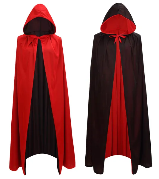 Makroyl Black Red Reversible Goth Pirate Vampire Witch Cloak Unisex Christmas Halloween Cosplay Capes - Large Red/Black