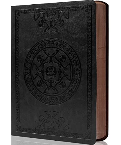 CAGIE Leather Vintage Journal for Men Soft Cover 256 Lined Pages Notebook 180 Lay Flat for Writing Travel Diary, 5.7'' X 8.3'', Black - 1 Black
