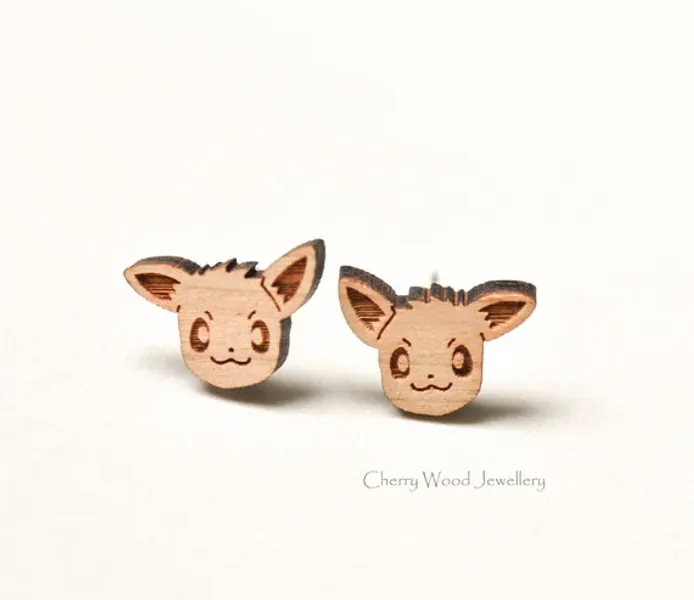 Cute Pokemon Pokémon Earrings Wood Eevee Earrings Stud | Etsy UK