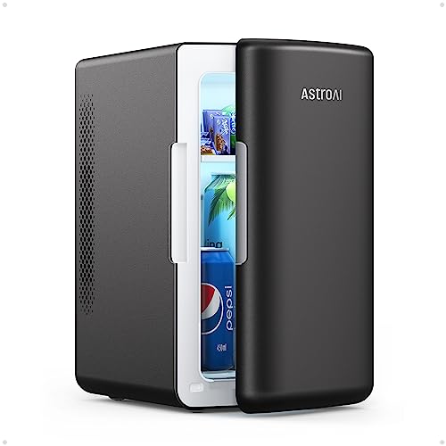 AstroAI Mini Fridge 2.0 Gen, 6 Liter/8 Cans Makeup Skincare Fridge 110V AC/ 12V DC Portable Thermoelectric Cooler and Warmer Little Tiny Fridge for Bedroom, Beverage, Cosmetics LY2206A (Black) - Black