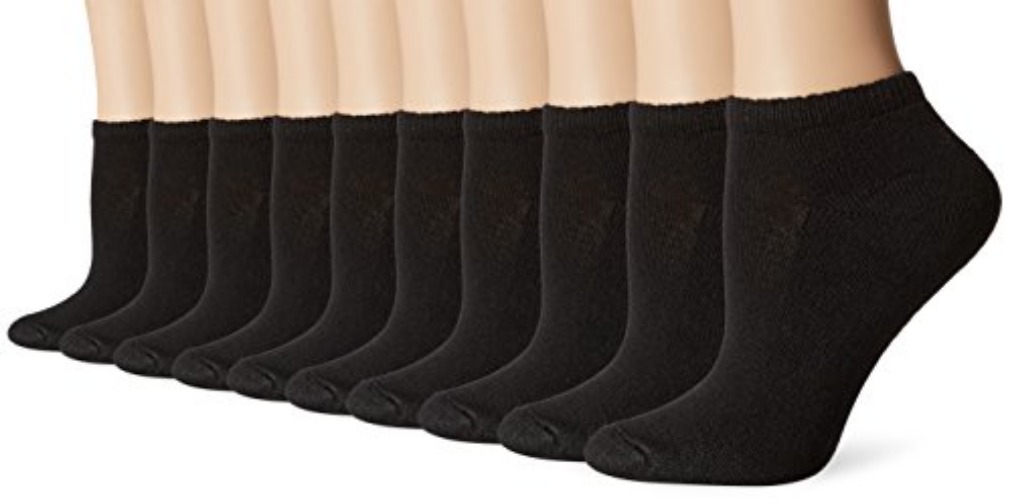 Hanes Women's Value, Low Cut Soft Moisture-Wicking Socks, 10-Packs - 5-9 - Black - 10 Pack