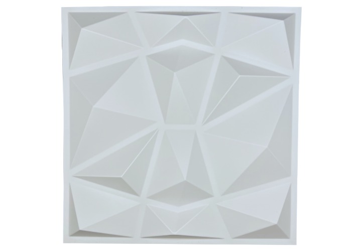 12 Pack - PVC Geometric 3D Wall Panel For Sound Diffusion - Modern 3D Design For Walls And Ceilings - 60x60 cm / White