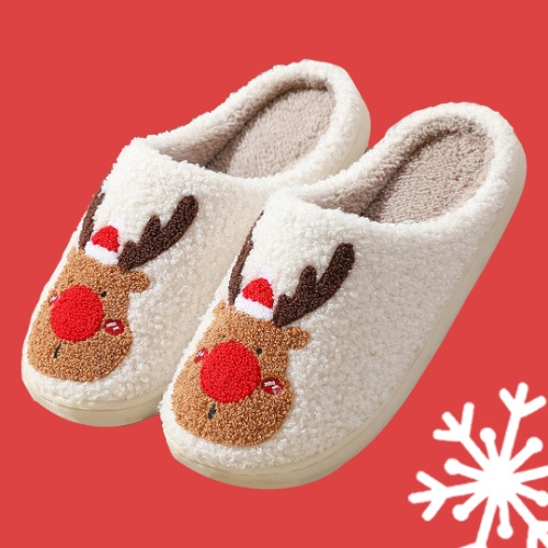 Have a Fluffy Christmas Slippers | Rudolph