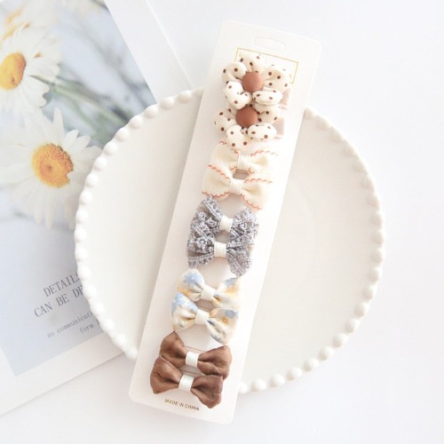 Hair Bow Pins in Neutral Tones (Various Options) - 5 Pairs light khaki