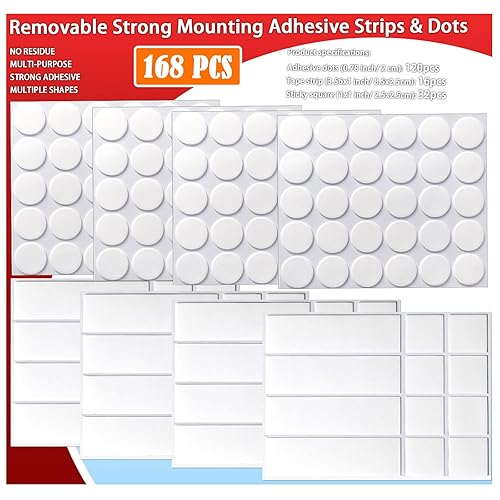 Urdar Brunnr Double Sided Tape for Hanging Picture Poster Decorations, Removable Strong Mounting Adhesive Strips Dots for Balloon, Photo, Art Craft, Party Supplies