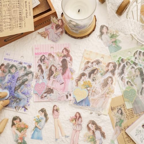 120pcs Scrapbook Stickers Kawaii Sweet Girls People Sticker for Journaling Scrapbooking Junk Journal Crafts Embelishment Decoration Diary Stickers(huaerzilianqu) - Huaerzilianqu