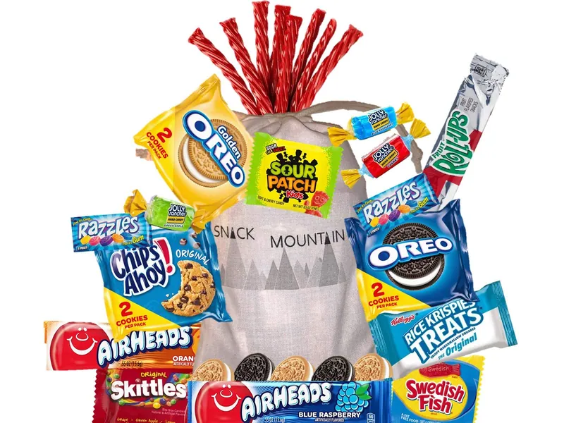 Snack Mountain Care Pack Treat Bag (20 Count) Candy, Cookies, and Gum including throwbacks!