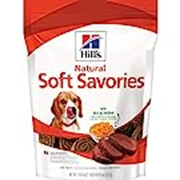 Hill's Soft Dog Treats, Soft Savories with Beef & Cheddar Dog Snacks, Healthy Dog Treats, 8 oz. Bag
