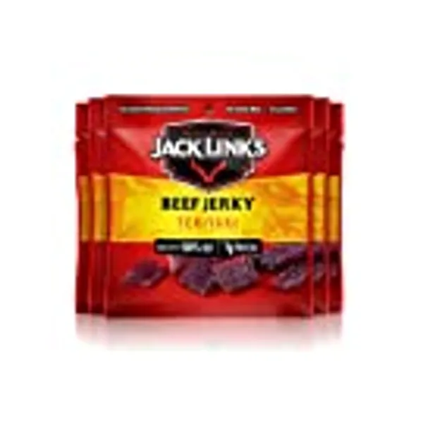 Jack Link's Beef Jerky, Teriyaki - Flavorful Meat Snack for Lunches, Ready to Eat Snacks - 7g of Protein, Made with Premium Beef - 0.625 Oz Bags (Pack of 5)