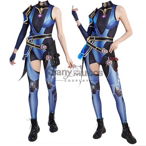 Game Valorant Duelist Reyna Leina Cosplay Costume Roleplaying Clothes Suit with Pants and Earrings - XS