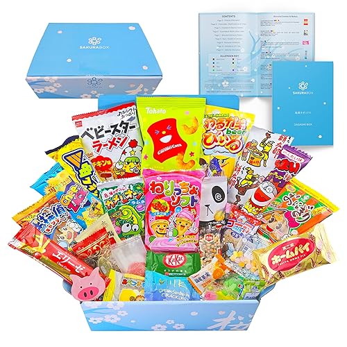 Sakura Box Japanese Snacks & Candy 30 Piece Dagashi Set Gift (Box) - Box