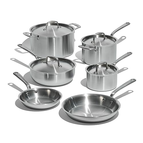 Made In Cookware - 10 Piece Stainless Steel Pot and Pan Set - 5 Ply Clad - Includes Stainless Steel Frying Pans, Saucepans, Saucier and Stock Pot W/Lid - Professional Cookware - Crafted in Italy - 10-Piece