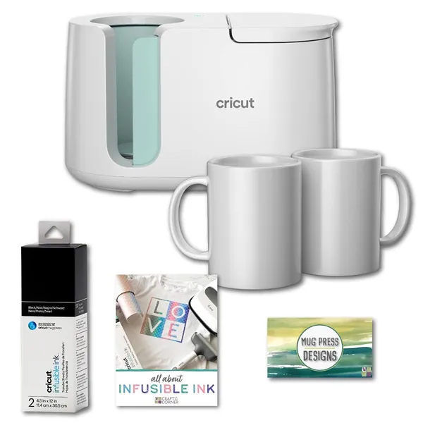 Cricut Mug Press Infusible Ink Machine Bundle - Mug Heat Press for Sublimation Transfer, Heat Press Machine for Mugs, Infusible Ink Transfer Paper, Sublimation Blank Mugs - Black