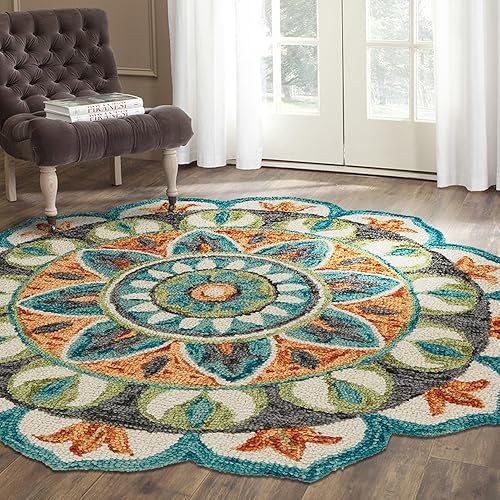 L.R. Resources, Inc Lizett Area Rug, 6' Round, Rust/Teal - Rust /Teal - 6' Round