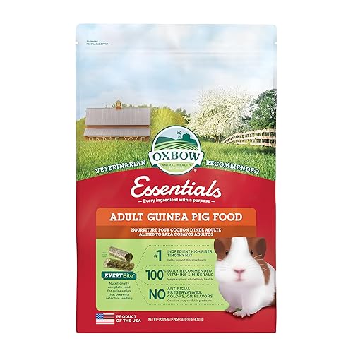 Oxbow Essentials Adult Guinea Pig Food - All Natural Adult Guinea Pig Pellets - No Seeds, Fruits, or Artificial Ingredients- Made in the USA -Veterinarian Recommended- 10 lb.(Packaging May vary) - Adult - 10 Pound (Pack of 1)