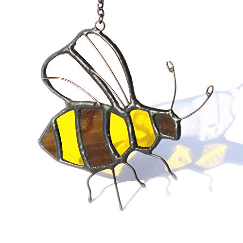 HAOSUM Bee Suncatcher Stained Glass Window Hangings Honey Bee Gifts for Women Gifts for Lover for Mom/Grandma Gifts/Birthday Gifts for Her - Hs-bee-02