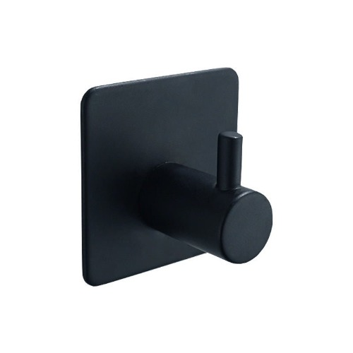 Stainless Steel Bathroom Wall Hooks (No-Drill) - Black / Square T-Shape