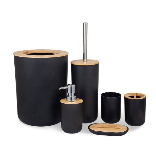 Bamboo Bathroom Set (6Pc) - Black