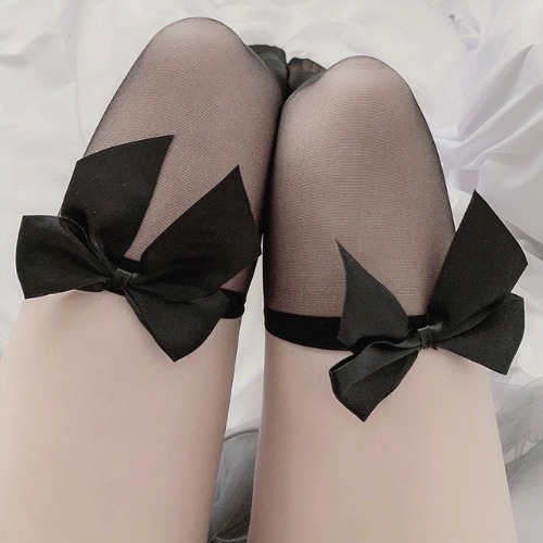 Alternative 'Blackened Night' Goth Over the Knee Socks - Black / One Size