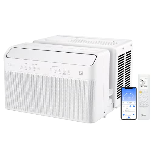 Midea 8,000 BTU U-Shaped Smart Inverter Window Air Conditioner–Cools up to 350 Sq. Ft., Ultra Quiet with Open Window Flexibility, Works with Alexa/Google Assistant, 35% Energy Savings, Remote Control - White - 8000 BTU - AC