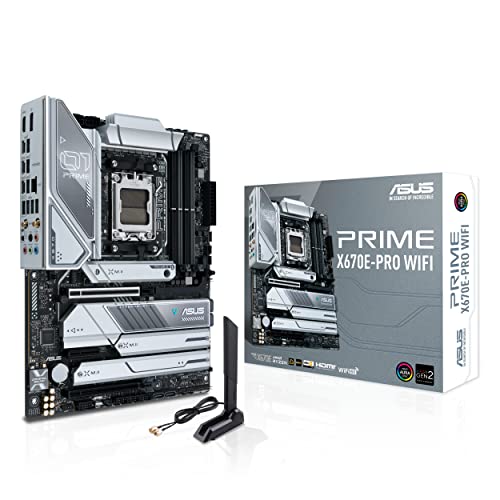 ASUS PRIME X670E-PRO WIFI Gaming Mainboard Sockel AMD AM5 (Ryzen 7000, ATX, PCIe 5.0, 4. M.2, DDR5-Speicher, USB 3.2 Gen 2 Typ-C, Aura Sync RGB-Beleuchtung) - AMD AM5 X670