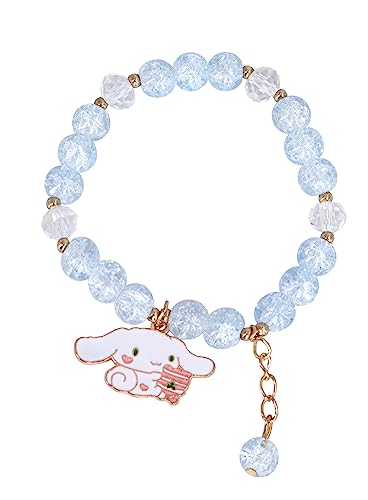 Roffatide Anime Cinnamoroll Kristall Perlen Armband Kawaii Kuromi Perlen Armbänder Set Cute Cartoon Elastische Perlen Armbänder Anime Schmuck für Mädchen Frauen Bff Freundschaft Geschenk - Cinnamoroll
