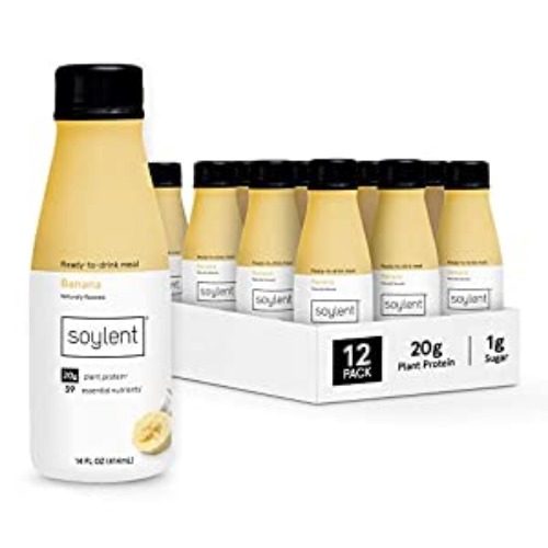 Soylent Plant Based Banana Meal Replacement Shake, Contains 20g Complete Vegan Protein, Ready-to-Drink, 14oz, 12 Pack - Banana 14 Fl Oz (Pack of 12)