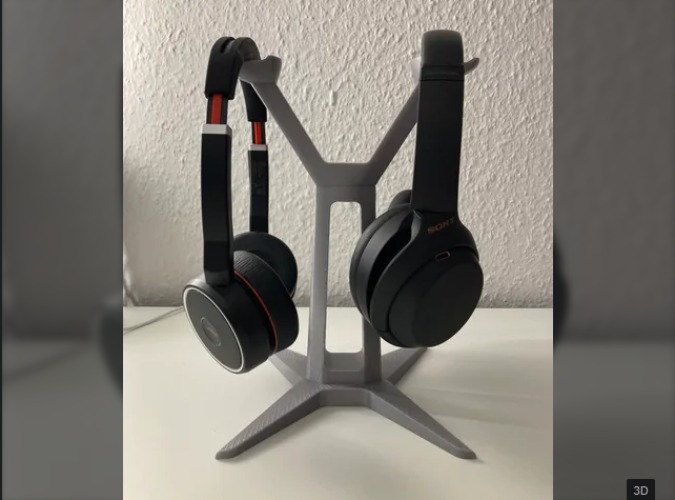 Dual Headphone Stand - Black