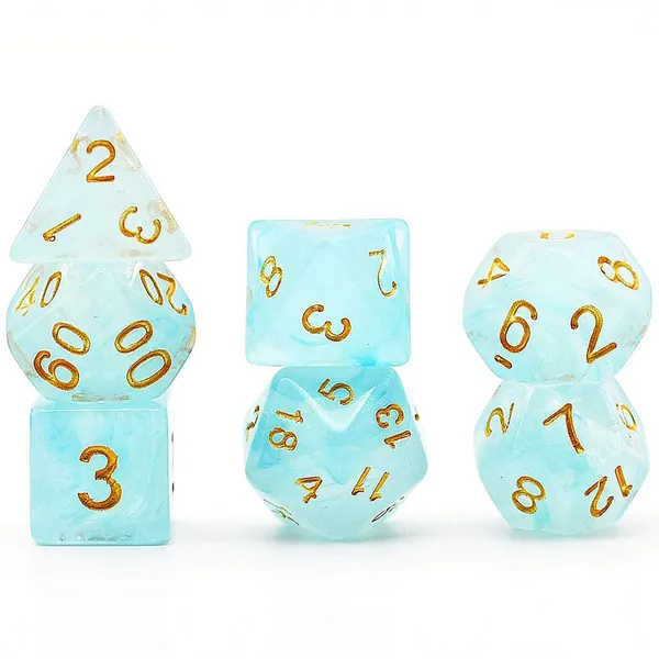 Cusdie 7Pcs/Set Polyhedral Dice Set Translucent Clouds DND Dice Set D&D Dice for Dungeons and Dragons RPG Game (Blue)
