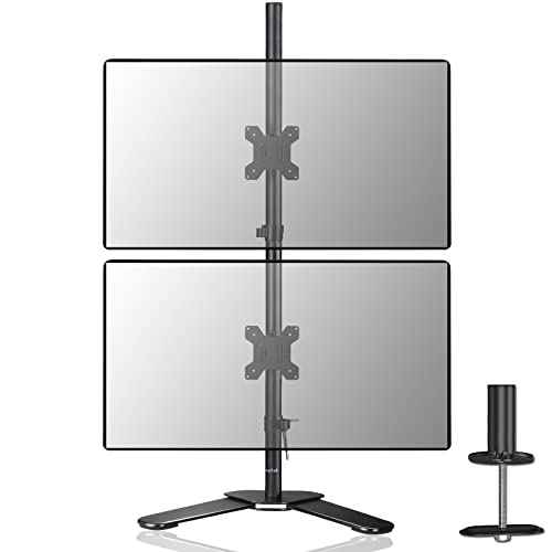 Dual Monitor Mount, Vertical Monitor Stand for 2 13-27 inch Monitors(80cm tall pole) Monitor Stands for Desks Free-Standing, Double Monitor Stands for Desks, Dual Monitor Riser Screen Mount ML6802 - Large