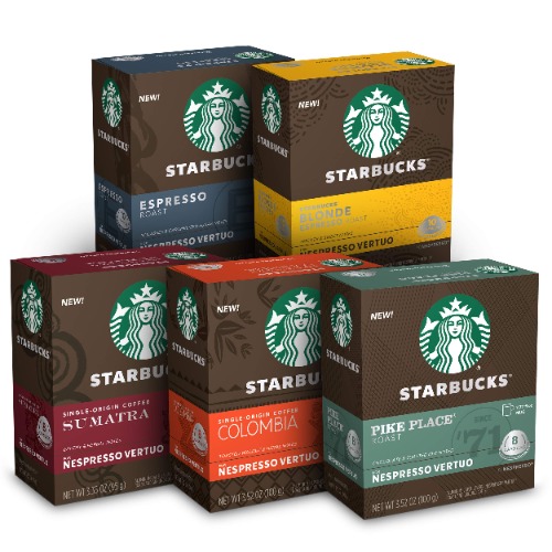 Starbucks by Nespresso Favorite Variety Pack Coffee & Espresso (44-count single serve capsules, compatible with Nespresso Vertuo Line System) - Blonde, Medium & Dark Roast Variety Pack (44 coffee pods) 44 Count (Pack of 1)