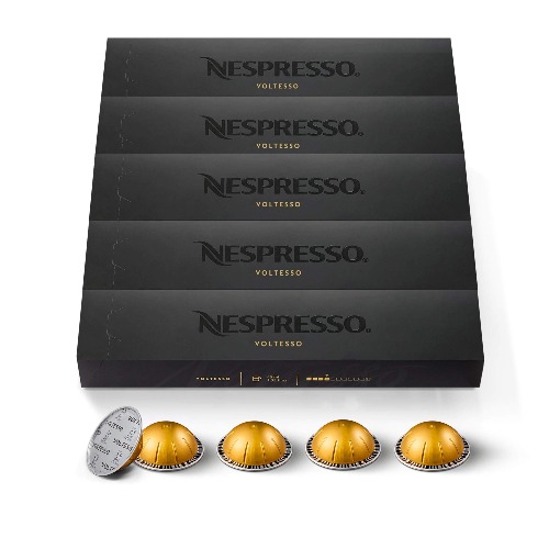 Nespresso Capsules VertuoLine, Voltesso , Mild Roast Espresso Coffee, 50 Count Coffee Pods, Brews, 10 Count (Pack of 5) - Coffee