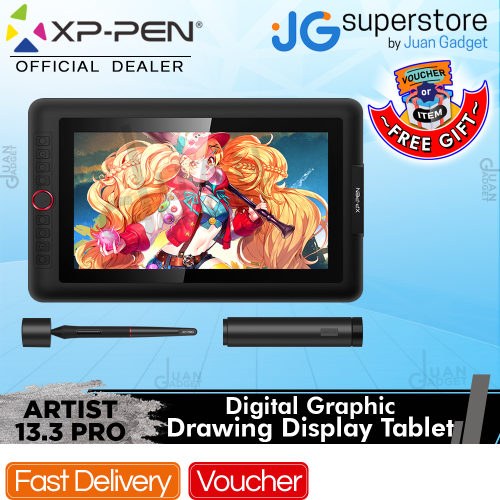XP-PEN Artist 13.3 Pro Pen Display Drawing Tablet 13.3-inch with Battery-Free Stylus 8192 Pressure Levels, Tilt Function, 8 Customizable Shortcut Keys and Free Portable Stand for Digital Arts | JG Superstore