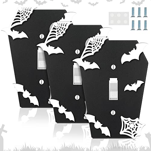 3 Pieces Gothic Coffin Light Switch Cover Wall Plate Halloween Home Decor Switch Cover Coffin Outlet Cover Light Goth Bat Wall Plate Outlet Accessory for Bedroom Home Office (Stylish Style) - Stylish Style