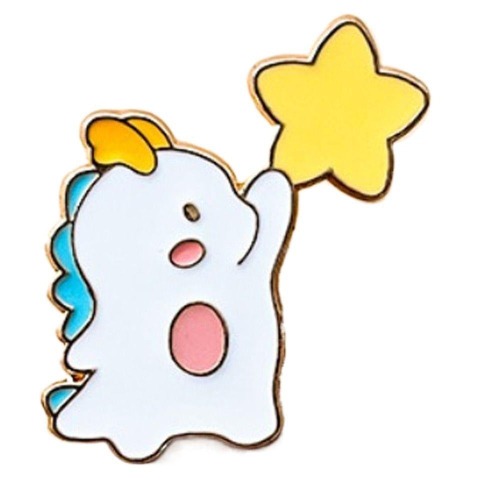 Kawaii Dragon Enamel Pins - Star Reaching