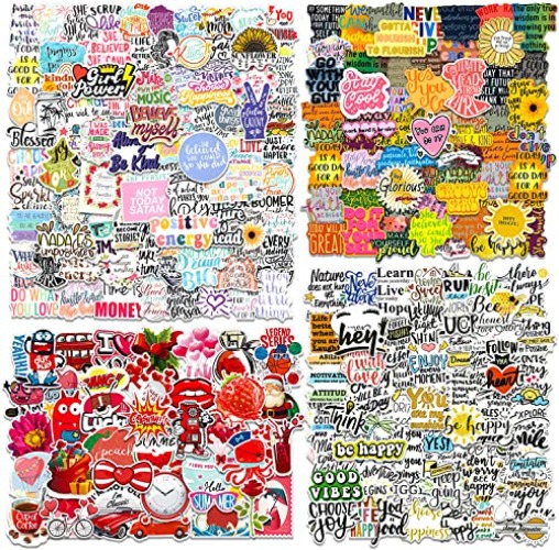 Inspirational Quote Stickers 300pcs, Positive Motivational Stickers for Students, Teachers, Planners, Employees, Colorful Waterproof Aesthetic Sticker for Laptop, Water Bottles, Journal, Whiteboard - D-300pcs